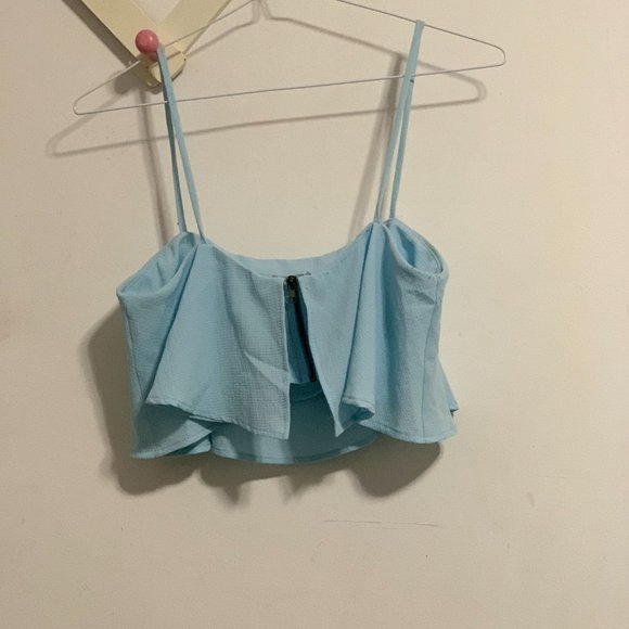 Light Blue Flowy Bandeau Top with cute straps - Picture 3 of 5